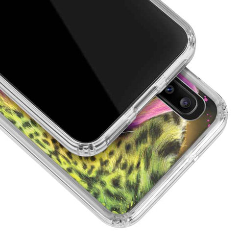 Neon Rainbow Cheetah with Rose by Sheena Pike Galaxy A30 Clear Case