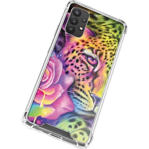 Neon Rainbow Cheetah with Rose by Sheena Pike Galaxy A32 5G Clear Case