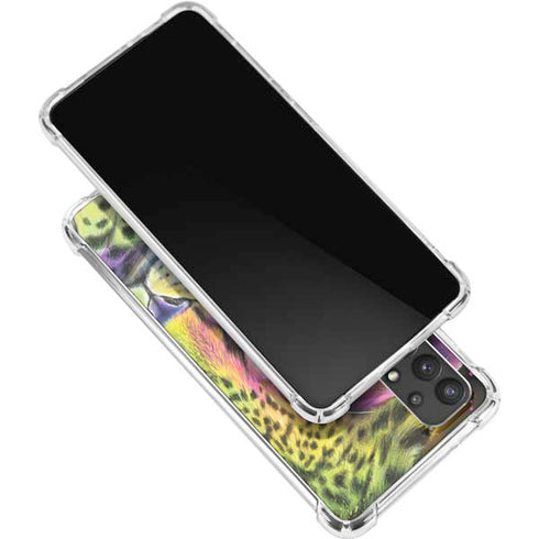 Neon Rainbow Cheetah with Rose by Sheena Pike Galaxy A32 5G Clear Case