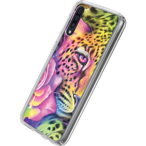 Neon Rainbow Cheetah with Rose by Sheena Pike Galaxy A50 Clear Case