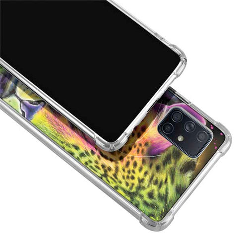 Neon Rainbow Cheetah with Rose by Sheena Pike Galaxy A51 5G Clear Case