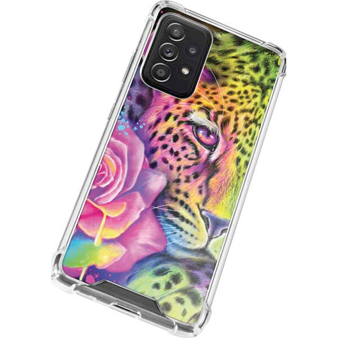Neon Rainbow Cheetah with Rose by Sheena Pike Galaxy A52 5G Clear Case
