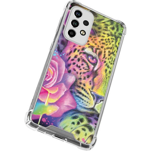 Neon Rainbow Cheetah with Rose by Sheena Pike Galaxy A53 5G Clear Case