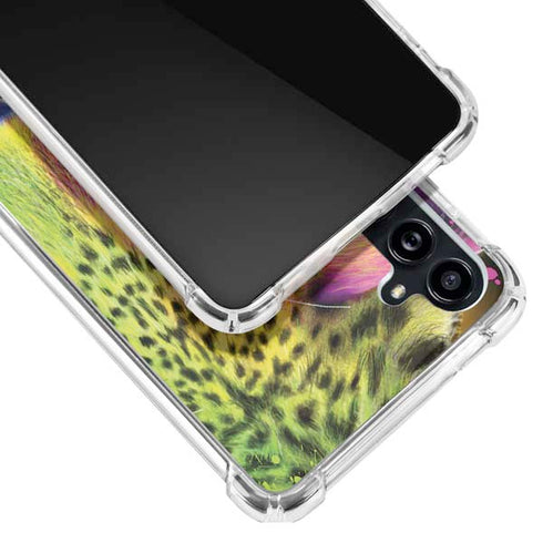 Neon Rainbow Cheetah with Rose by Sheena Pike Galaxy A54 5G Clear Case
