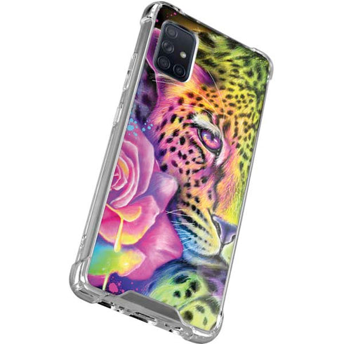 Neon Rainbow Cheetah with Rose by Sheena Pike Galaxy A71 5G Clear Case