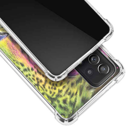 Neon Rainbow Cheetah with Rose by Sheena Pike Galaxy A72 5G Clear Case