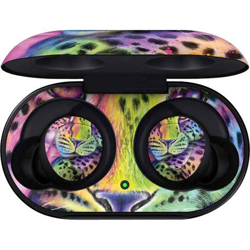 Neon Rainbow Cheetah with Rose by Sheena Pike Galaxy Buds Skin