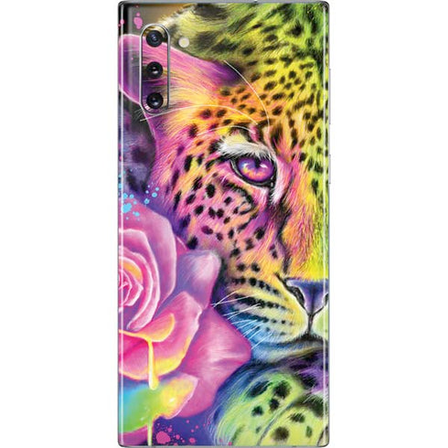 Neon Rainbow Cheetah with Rose by Sheena Pike Galaxy Note 10 Skin
