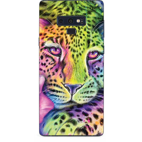 Neon Rainbow Cheetah with Rose by Sheena Pike Galaxy Note 9 Skin