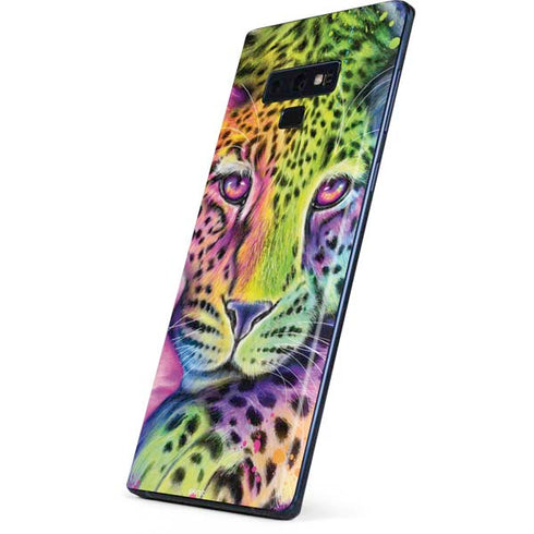 Neon Rainbow Cheetah with Rose by Sheena Pike Galaxy Note 9 Skin