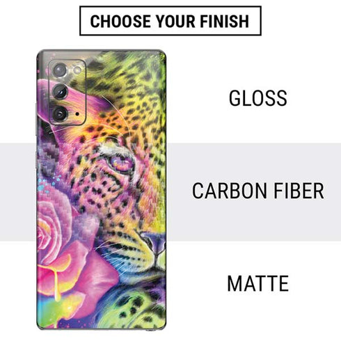 Neon Rainbow Cheetah with Rose by Sheena Pike Galaxy Note20 5G Skin