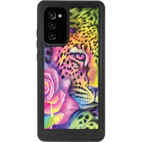 Neon Rainbow Cheetah with Rose by Sheena Pike Galaxy Note20 5G Waterproof Case