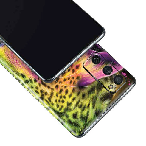Neon Rainbow Cheetah with Rose by Sheena Pike Galaxy S20 Fan Edition Skin