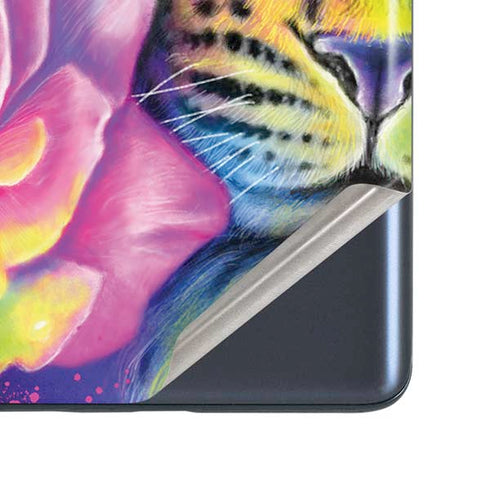 Neon Rainbow Cheetah with Rose by Sheena Pike Galaxy S20 Fan Edition Skin