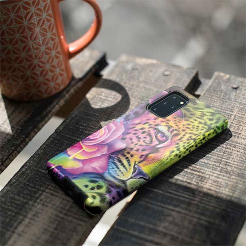 Neon Rainbow Cheetah with Rose by Sheena Pike Galaxy S20 Plus Pro Case