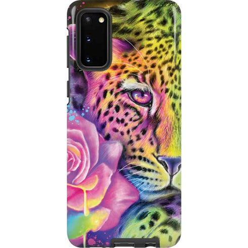 Neon Rainbow Cheetah with Rose by Sheena Pike Galaxy S20 Pro Case