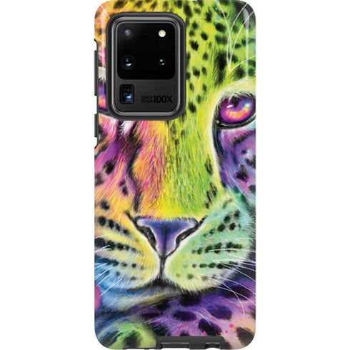 Neon Rainbow Cheetah with Rose by Sheena Pike Galaxy S20 Ultra 5G Pro Case