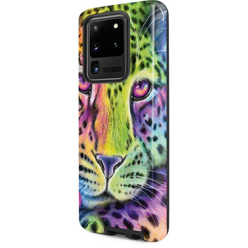 Neon Rainbow Cheetah with Rose by Sheena Pike Galaxy S20 Ultra 5G Pro Case