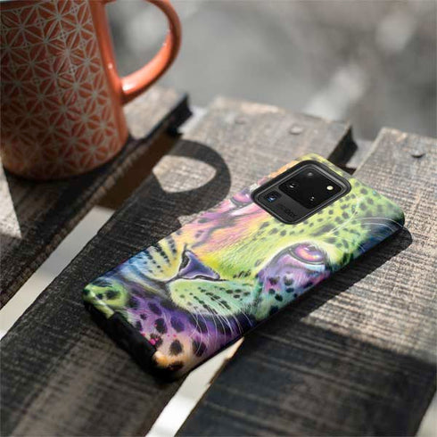 Neon Rainbow Cheetah with Rose by Sheena Pike Galaxy S20 Ultra 5G Pro Case