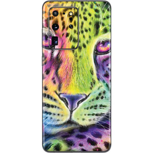 Neon Rainbow Cheetah with Rose by Sheena Pike Galaxy S20 Ultra 5G Skin