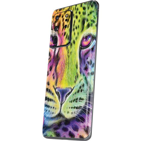 Neon Rainbow Cheetah with Rose by Sheena Pike Galaxy S20 Ultra 5G Skin
