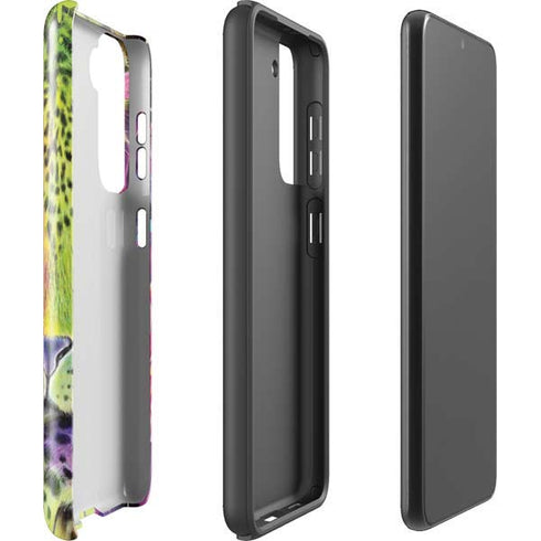 Neon Rainbow Cheetah with Rose by Sheena Pike Galaxy S21 5G Pro Case