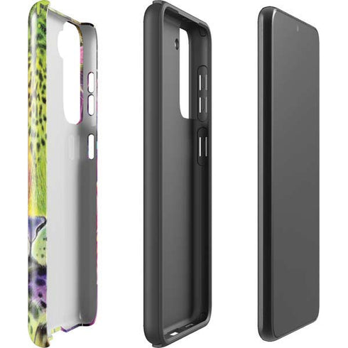 Neon Rainbow Cheetah with Rose by Sheena Pike Galaxy S21 Plus 5G Pro Case