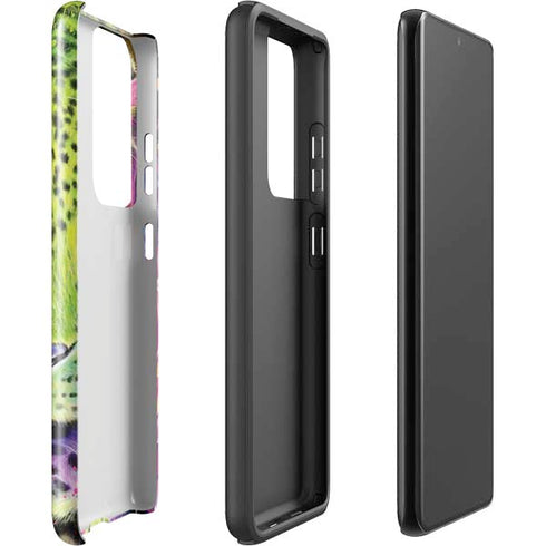 Neon Rainbow Cheetah with Rose by Sheena Pike Galaxy S21 Ultra 5G Pro Case