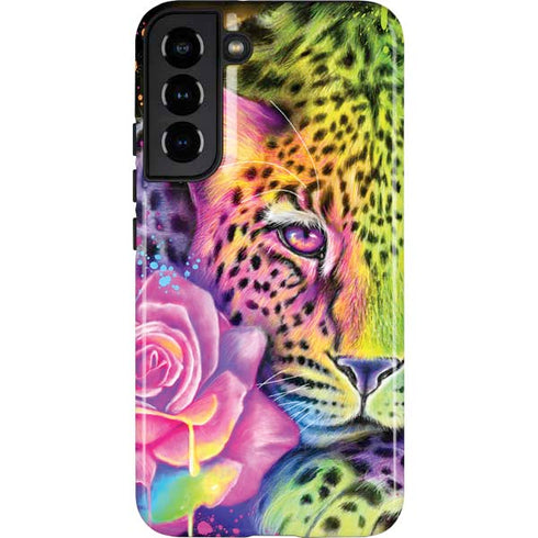 Neon Rainbow Cheetah with Rose by Sheena Pike Galaxy S22 Plus Pro Case