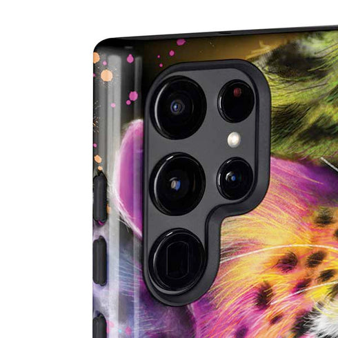 Neon Rainbow Cheetah with Rose by Sheena Pike Galaxy S22 Ultra Pro Case