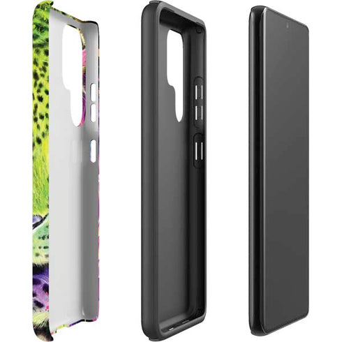 Neon Rainbow Cheetah with Rose by Sheena Pike Galaxy S22 Ultra Pro Case