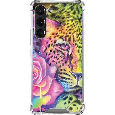 Neon Rainbow Cheetah with Rose by Sheena Pike Galaxy S23 Plus Clear Case