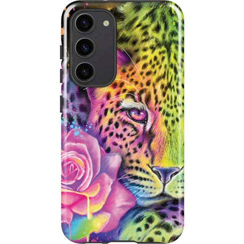 Neon Rainbow Cheetah with Rose by Sheena Pike Galaxy S23 Plus Pro Case