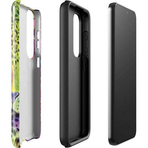 Neon Rainbow Cheetah with Rose by Sheena Pike Galaxy S23 Pro Case
