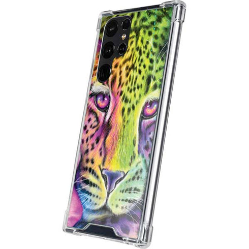 Neon Rainbow Cheetah with Rose by Sheena Pike Galaxy S23 Ultra Clear Case
