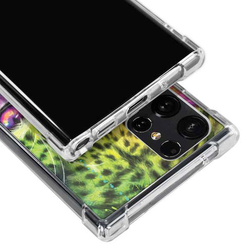 Neon Rainbow Cheetah with Rose by Sheena Pike Galaxy S23 Ultra Clear Case