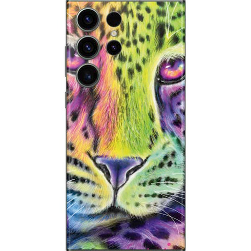 Neon Rainbow Cheetah with Rose by Sheena Pike Galaxy S23 Ultra Skin