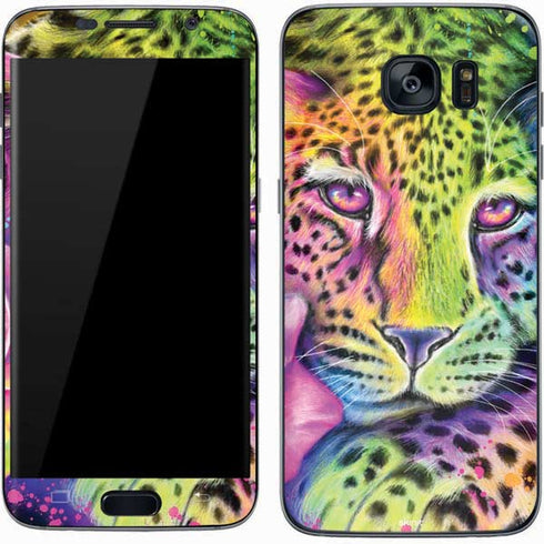 Neon Rainbow Cheetah with Rose by Sheena Pike Galaxy S7 Skin