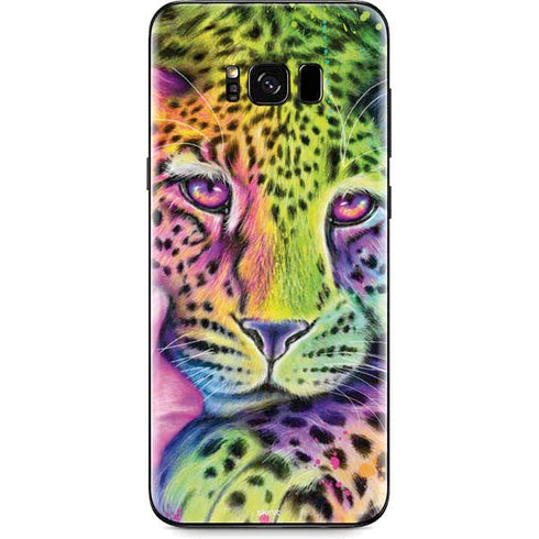 Neon Rainbow Cheetah with Rose by Sheena Pike Galaxy S8 Plus Skin