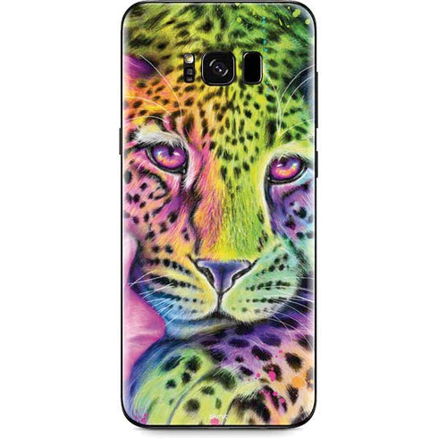 Neon Rainbow Cheetah with Rose by Sheena Pike Galaxy S8 Skin