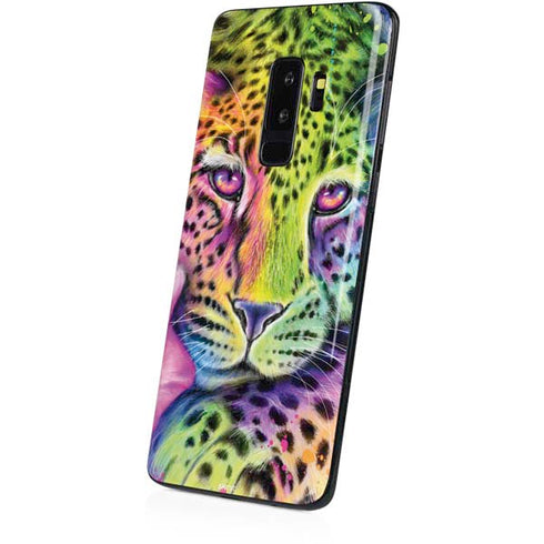 Neon Rainbow Cheetah with Rose by Sheena Pike Galaxy S9 Plus Skin
