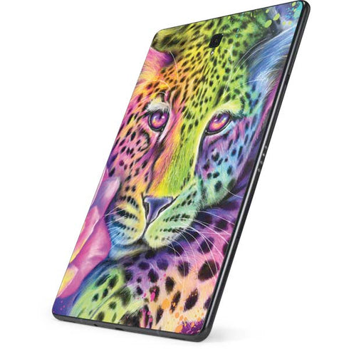 Neon Rainbow Cheetah with Rose by Sheena Pike Samsung Galaxy Tab Skin