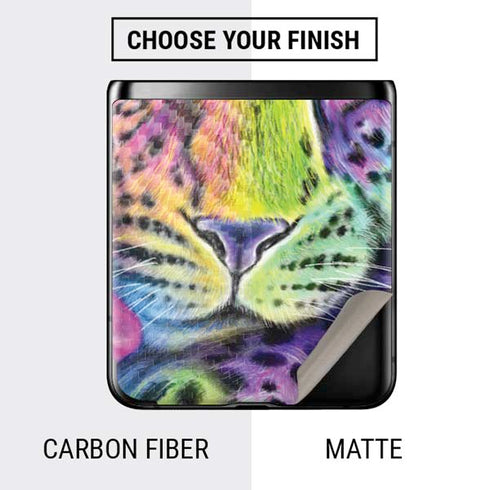 Neon Rainbow Cheetah with Rose by Sheena Pike Galaxy Z Flip Skin