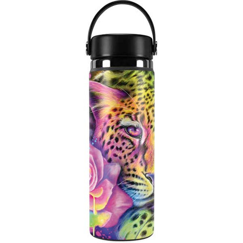 Neon Rainbow Cheetah with Rose by Sheena Pike Hydro Flask 20oz Wide Mouth Skin