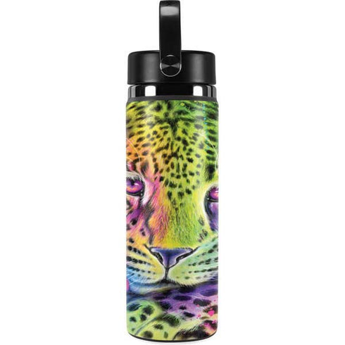 Neon Rainbow Cheetah with Rose by Sheena Pike Hydro Flask 20oz Wide Mouth Skin