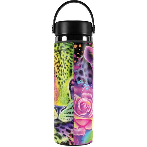 Neon Rainbow Cheetah with Rose by Sheena Pike Hydro Flask 20oz Wide Mouth Skin