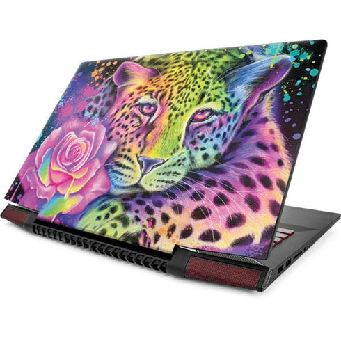 Neon Rainbow Cheetah with Rose by Sheena Pike Lenovo IdeaPad Skin