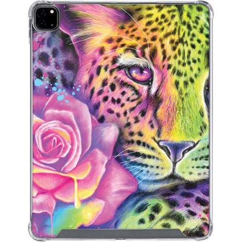 Neon Rainbow Cheetah with Rose by Sheena Pike iPad Pro 12.9in (2020) Clear Case
