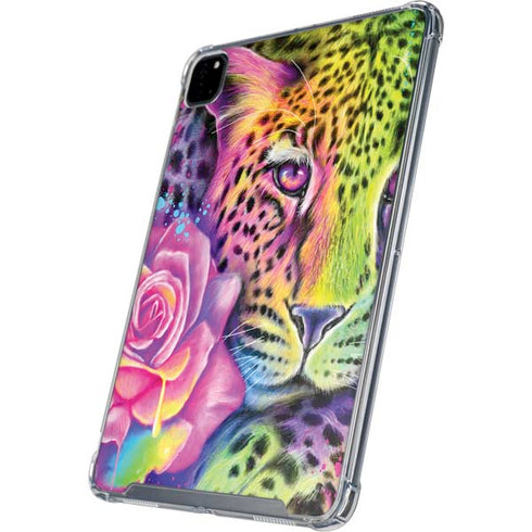 Neon Rainbow Cheetah with Rose by Sheena Pike iPad Pro 12.9in (2020) Clear Case