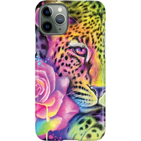 Neon Rainbow Cheetah with Rose by Sheena Pike iPhone 11 Pro Lite Case